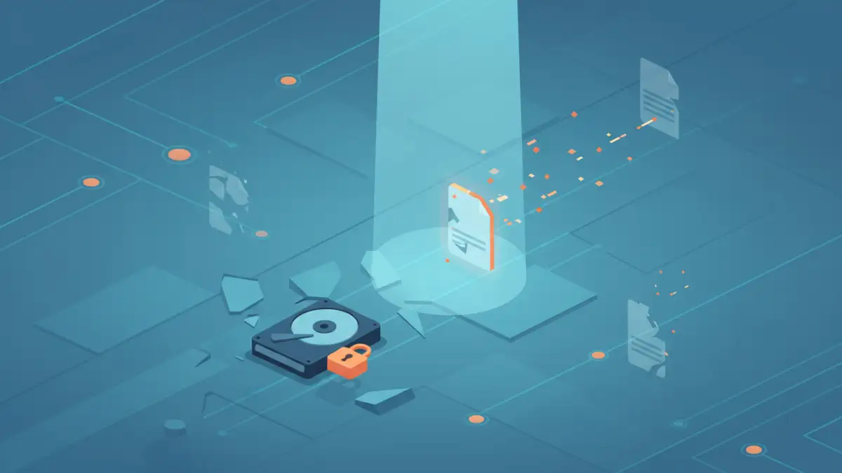 accidental document deletion - Illustration of digital file recovery after accidental deletion