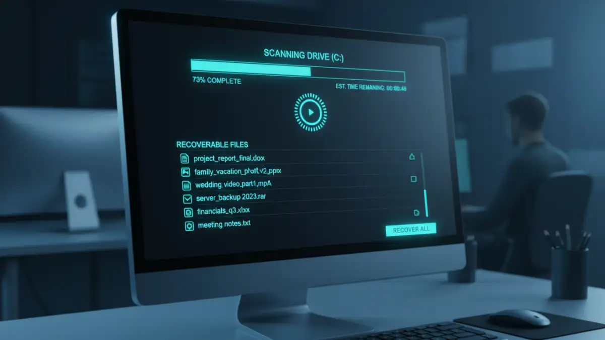 accidental document deletion - Screenshot of data recovery software in action