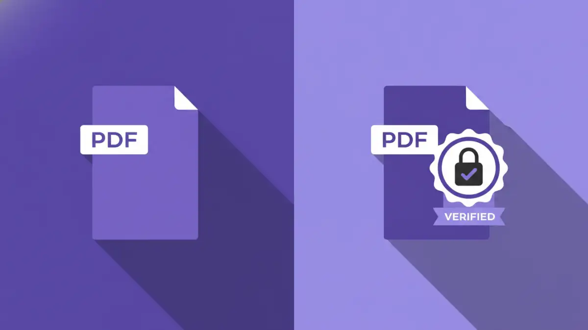 add digital signature pdf add digital signature pdf - Comparison of a regular PDF versus a digitally signed PDF