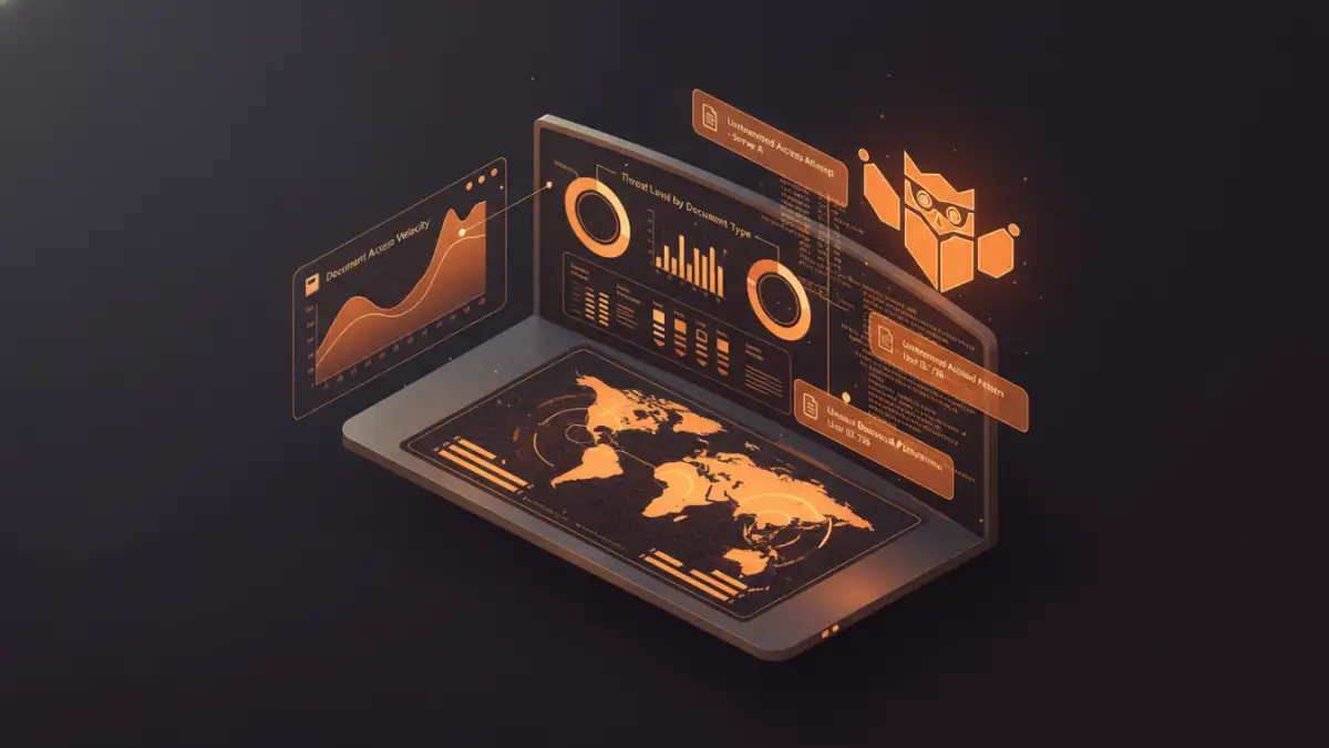 AI document security - A dashboard showing AI monitoring document access for security purposes