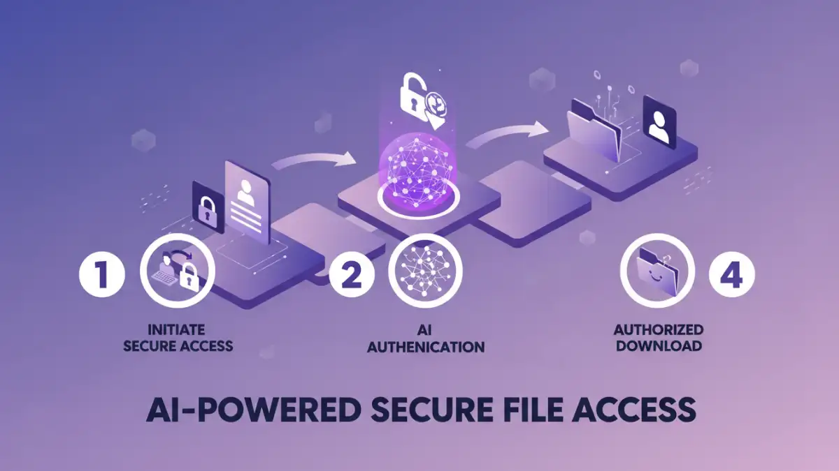ai password document - Infographic explaining secure file access with AI password management