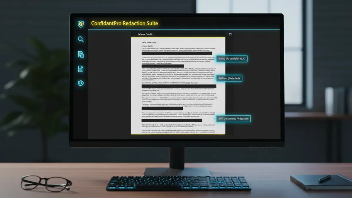 ai powered pdf redaction - A user interface of a smart redaction software in action.