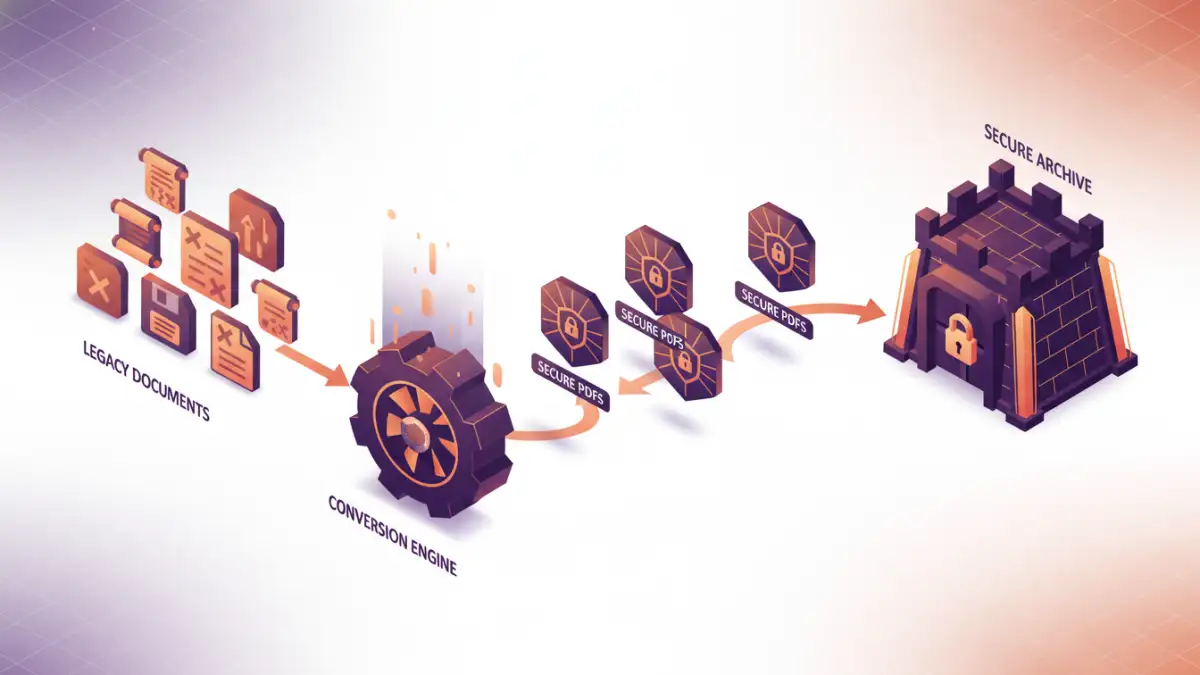 archive to secure pdf archive to secure pdf - Visual guide to the process of converting legacy archives to secure PDF formats