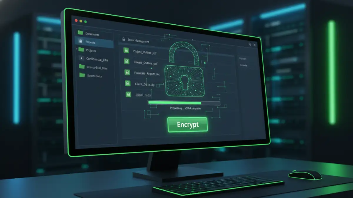 automate file encryption - Desktop software interface for automated file encryption