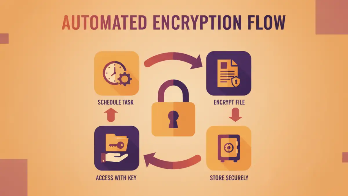 automate file encryption - Infographic showing steps for automated document encryption