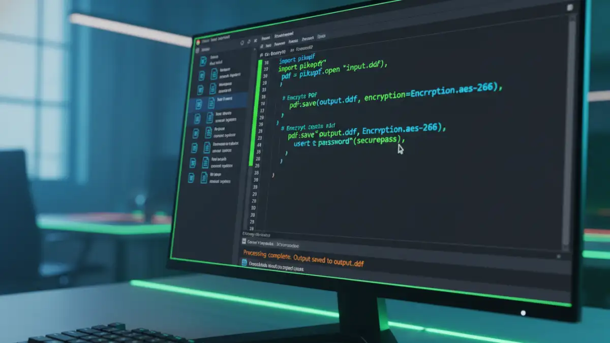 automate pdf password rotation - A Python script snippet demonstrating PDF encryption automation.