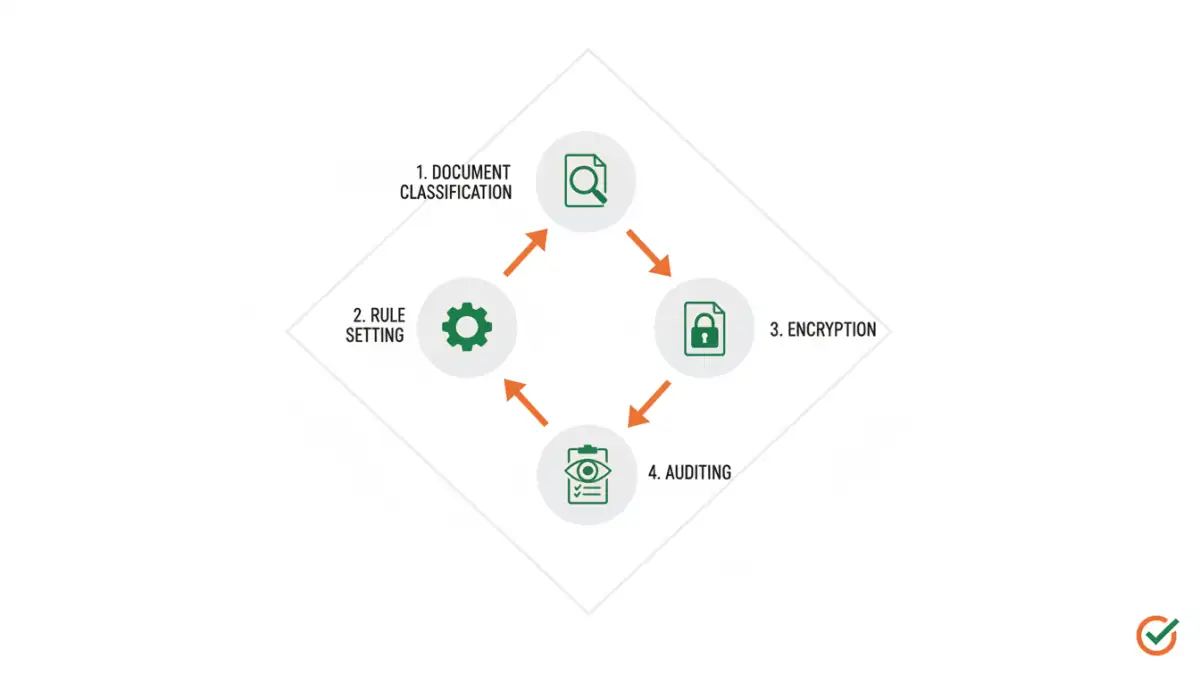 Infographic explaining automated PDF security workflow steps