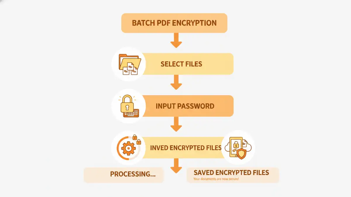 batch encrypt pdf files batch encrypt pdf files - Infographic detailing the process of batch encrypting PDF files