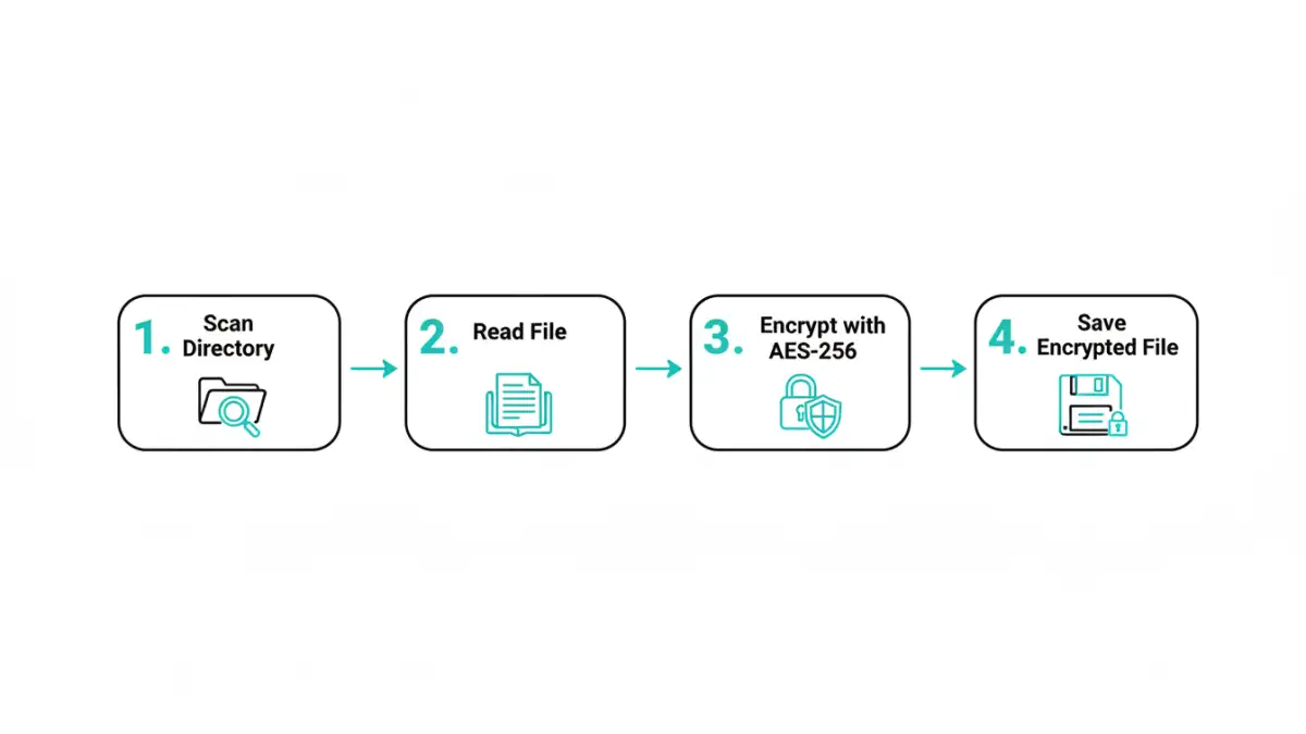 batch encrypting documents batch encrypting documents - Infographic flowchart explaining the steps for PHP batch encryption.