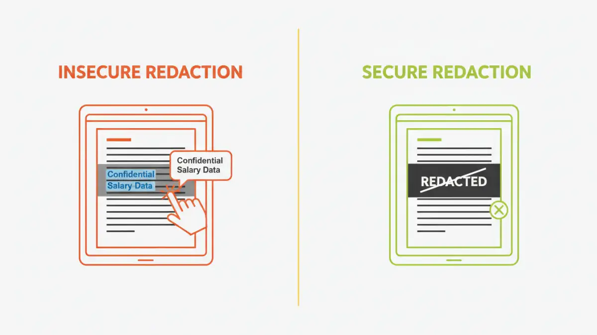 best pdf redaction tool best pdf redaction tool - Infographic comparing insecure black box redaction with secure data removal