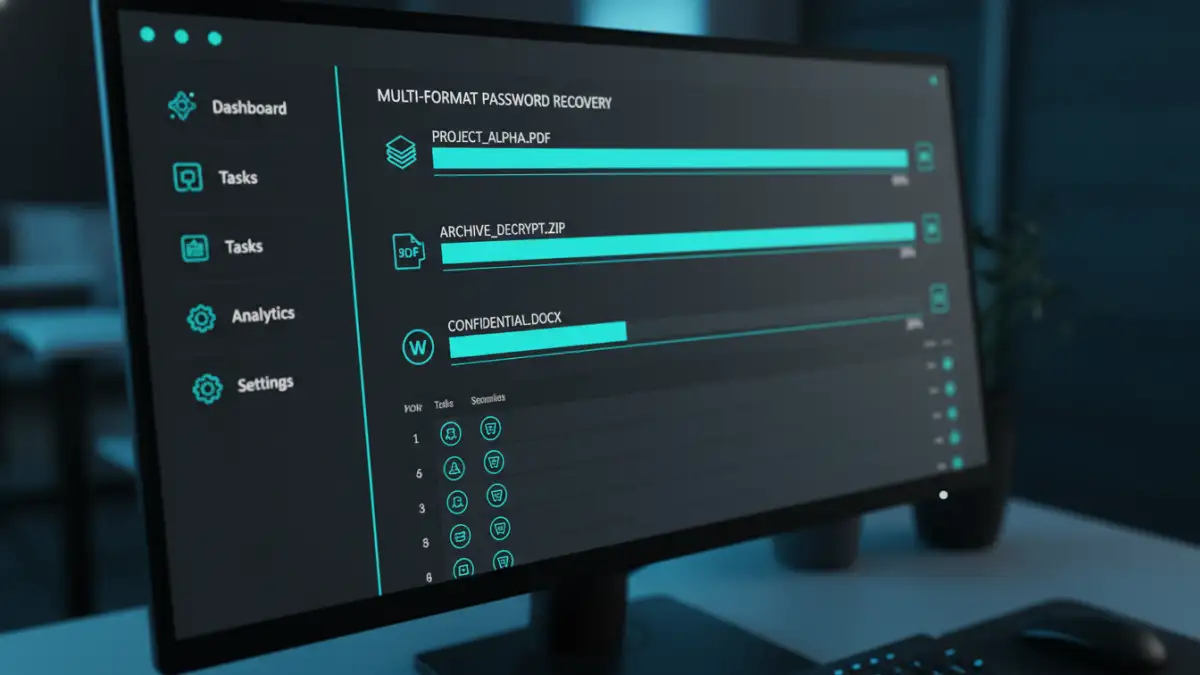 best universal security tool - A demonstration of a file password tool's interface recovering passwords from multiple formats