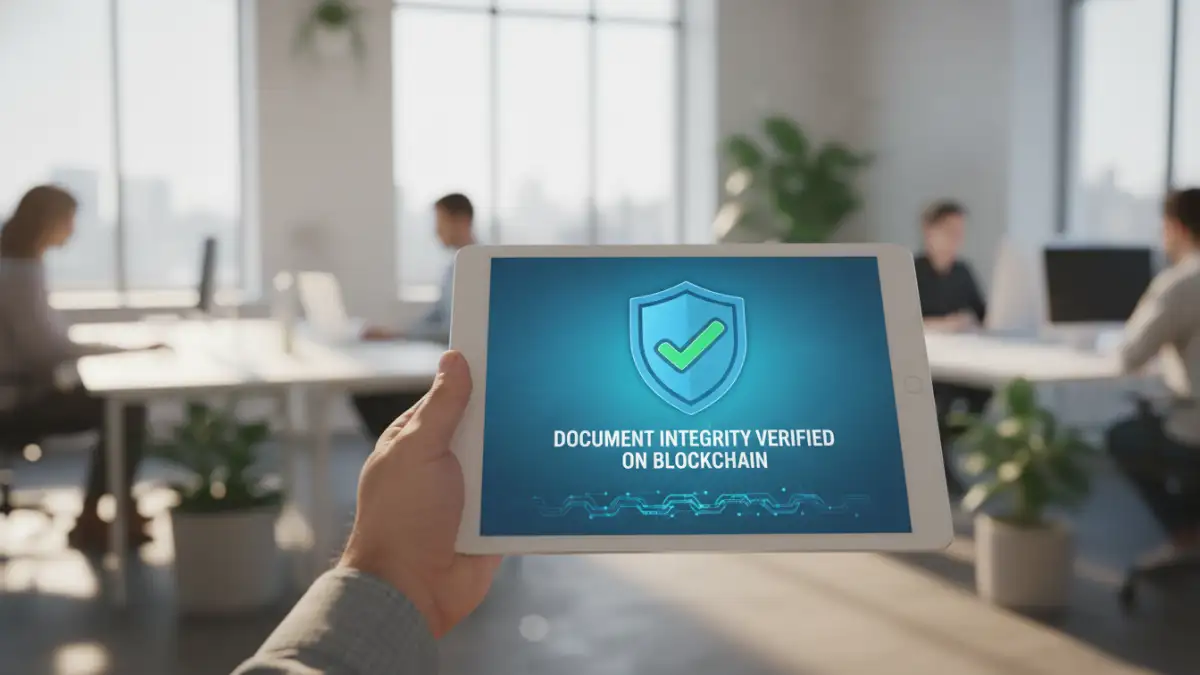 blockchain document security blockchain document security - A user interface showing a successful document verification on the blockchain.