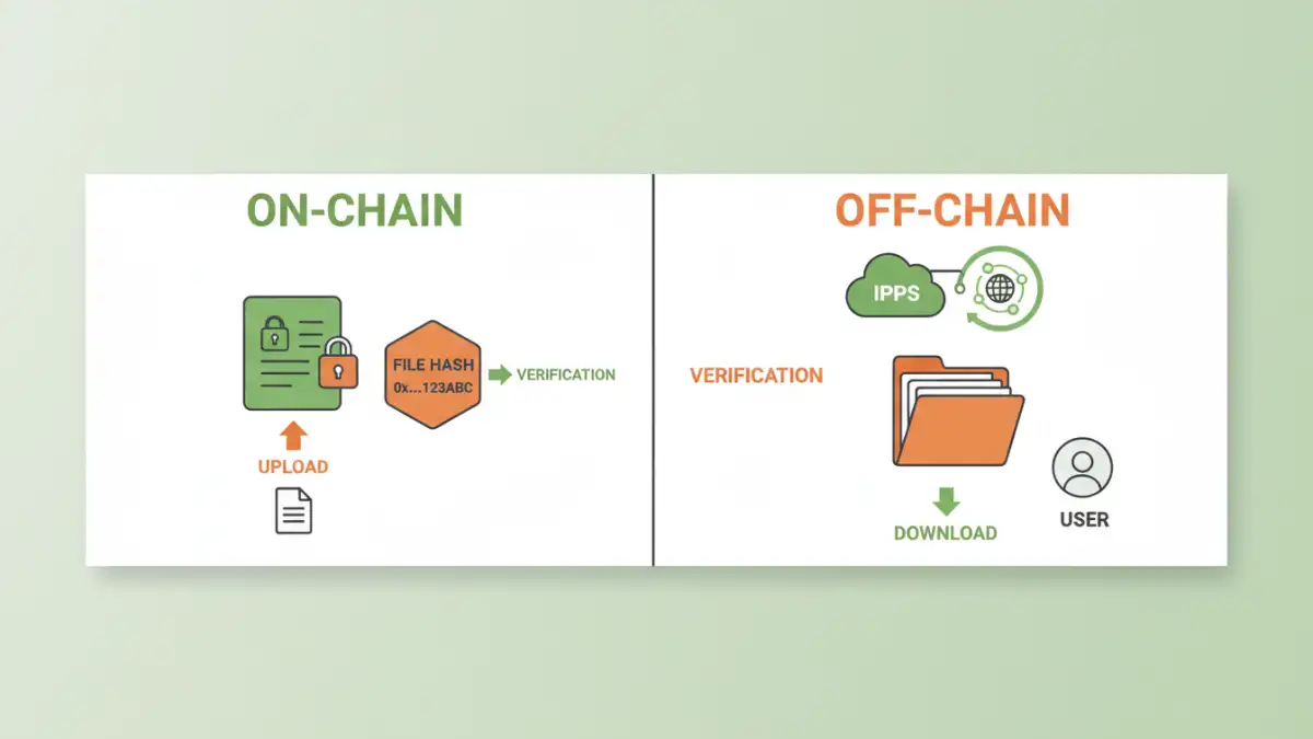 Infographic detailing the hybrid model of blockchain secure file sharing.