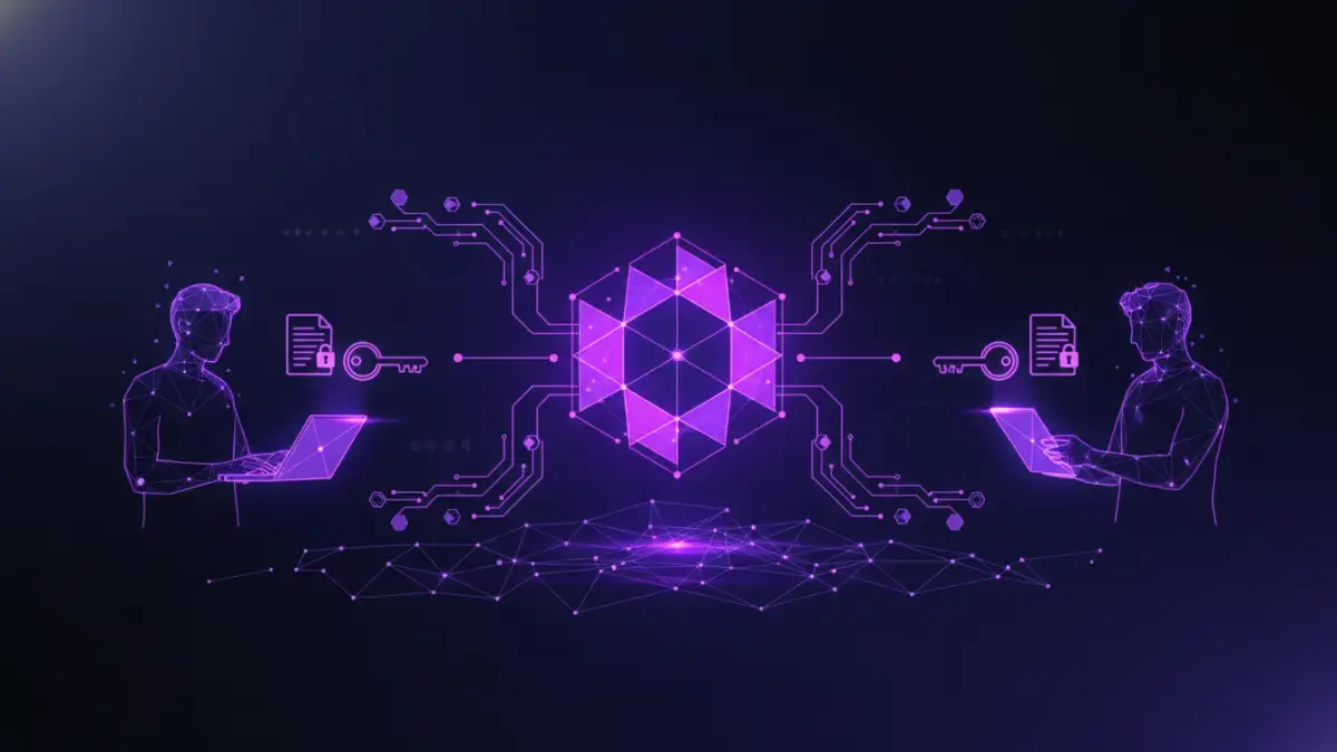 blockchain secure sharing blockchain secure sharing - Users accessing shared documents securely through a blockchain network