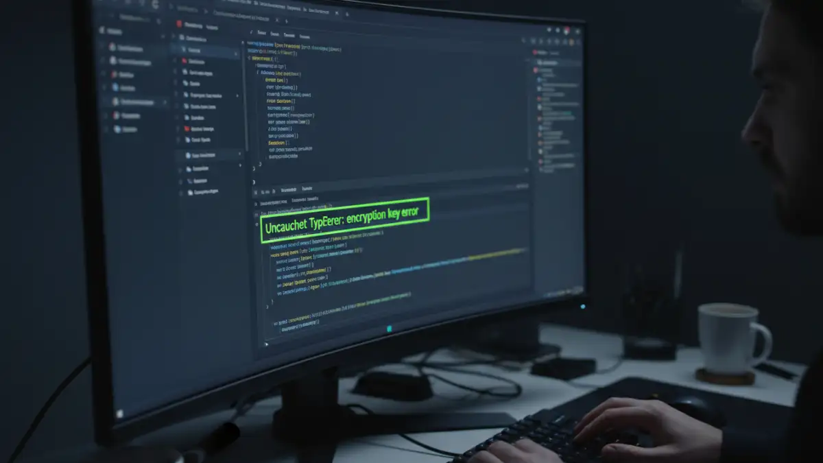 browser file decryption error - Developer console showing a specific encryption key error in the browser.