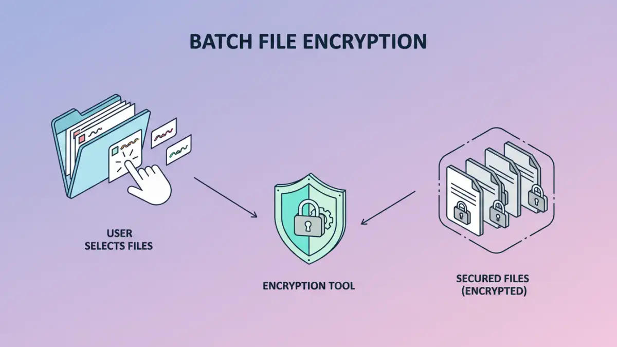 bulk pdf encryption bulk pdf encryption - Infographic explaining the steps of batch file encryption