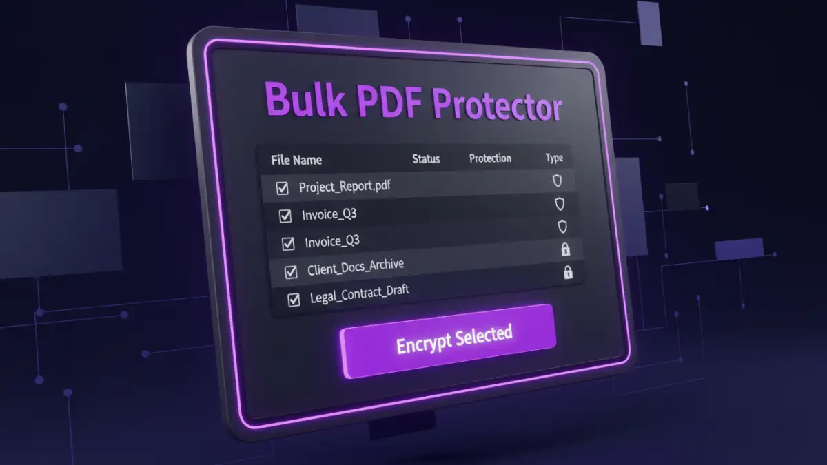 bulk pdf protection Desktop software interface for efficient bulk PDF protection