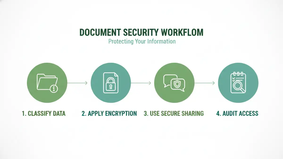 business document security story - An infographic showing the four key steps to building a corporate document security framework.