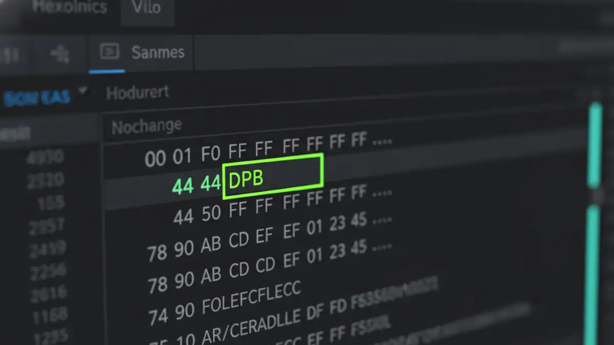 bypass vba password protection bypass vba password protection - A hex editor showing the 'DPB' string that needs to be modified