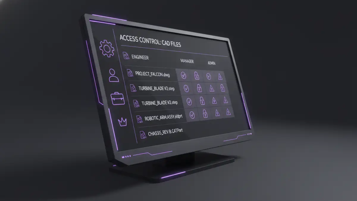 cad file security - User interface showing role-based access control for CAD documents