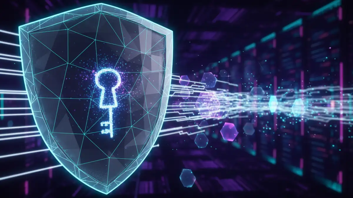 cloud document encryption - An abstract visual of layered digital security and encryption protocols