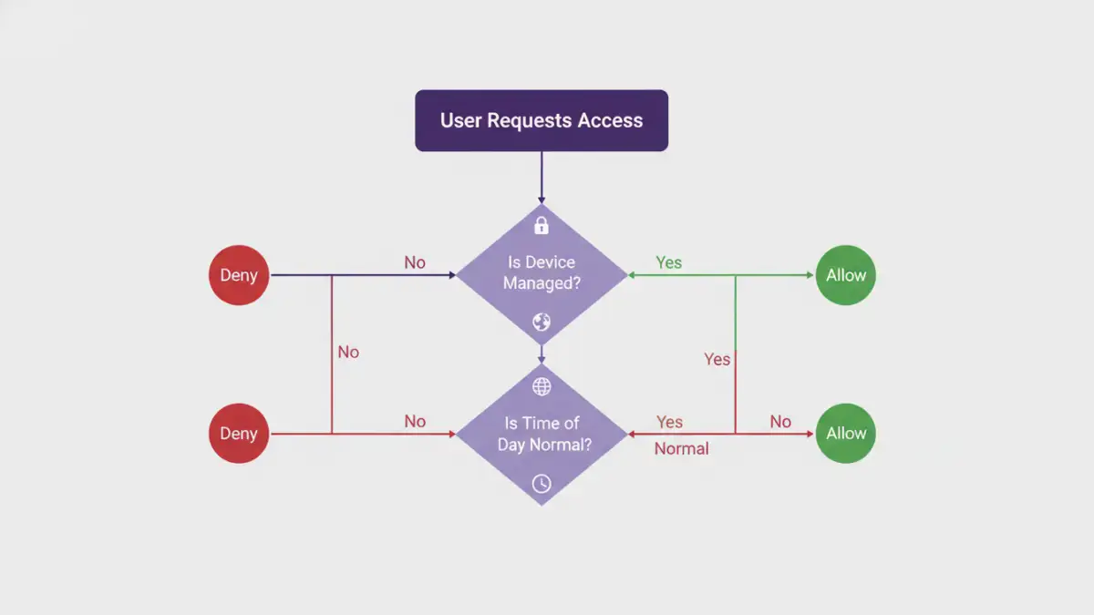 context aware document security - Infographic flowchart showing how dynamic access policies work