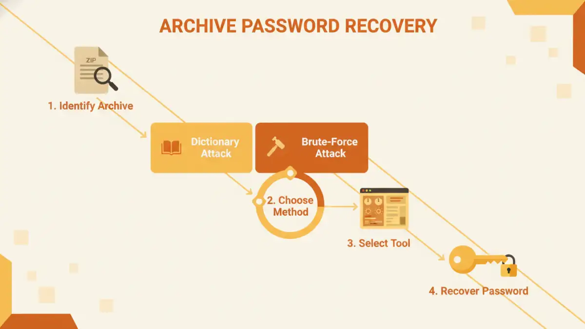convert password protected files convert password protected files - Infographic showing the password recovery process for encrypted archives.
