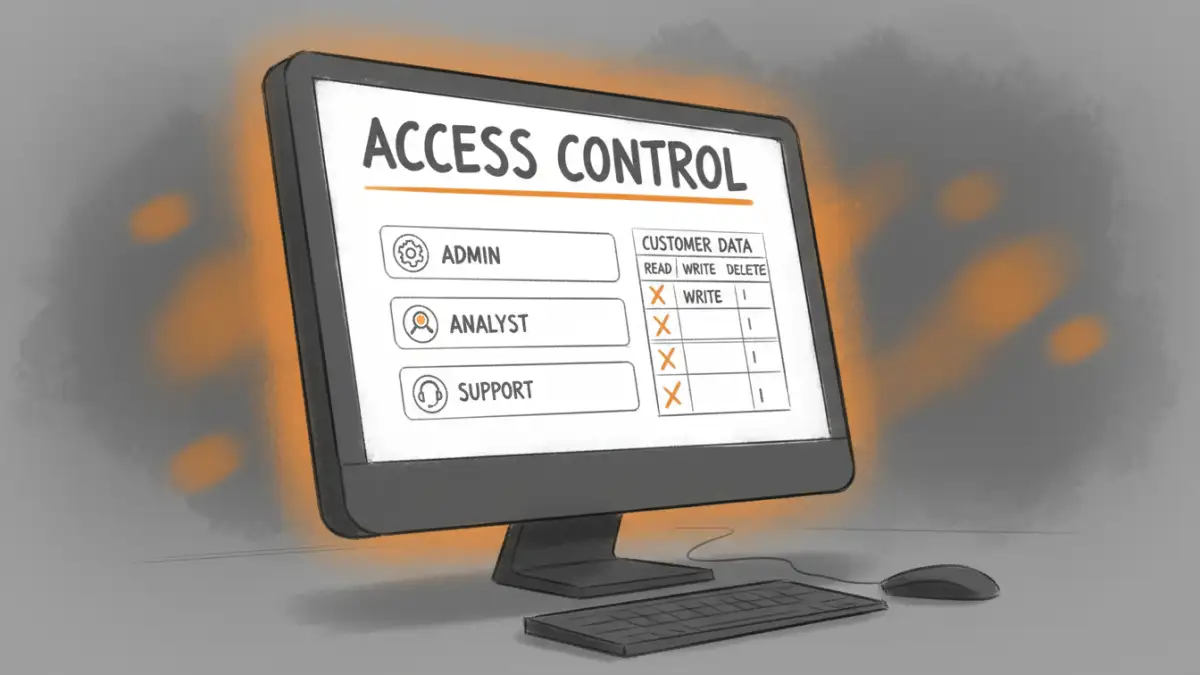 CPRA secure file management - An illustration of a software dashboard for setting role-based access controls for customer data security.