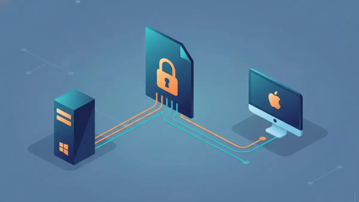 cross platform encryption cross platform encryption - Illustration representing secure cross-platform document encryption