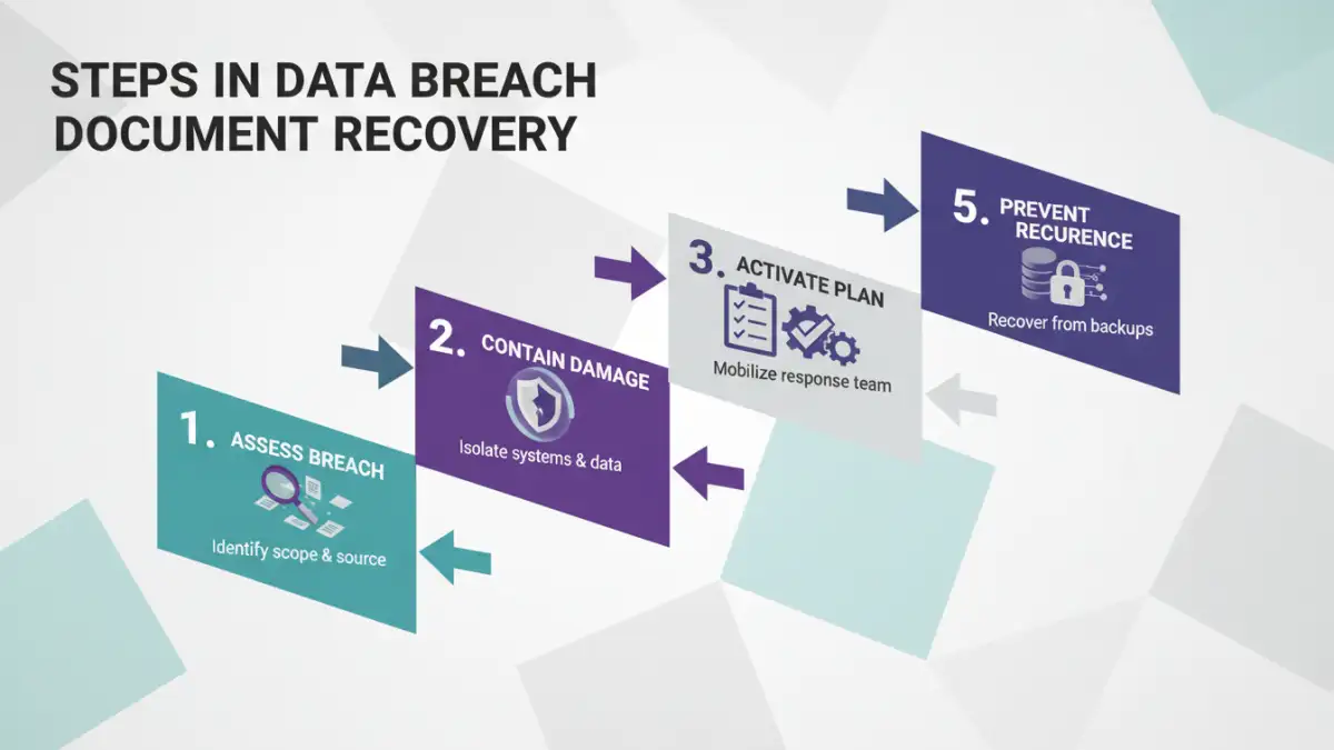 Infographic detailing the key steps for effective data breach document recovery