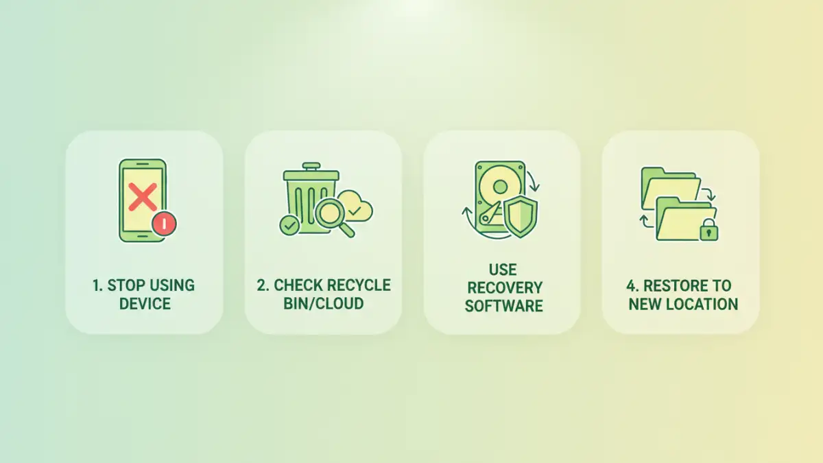 Infographic outlining the steps for deleted secure file restoration