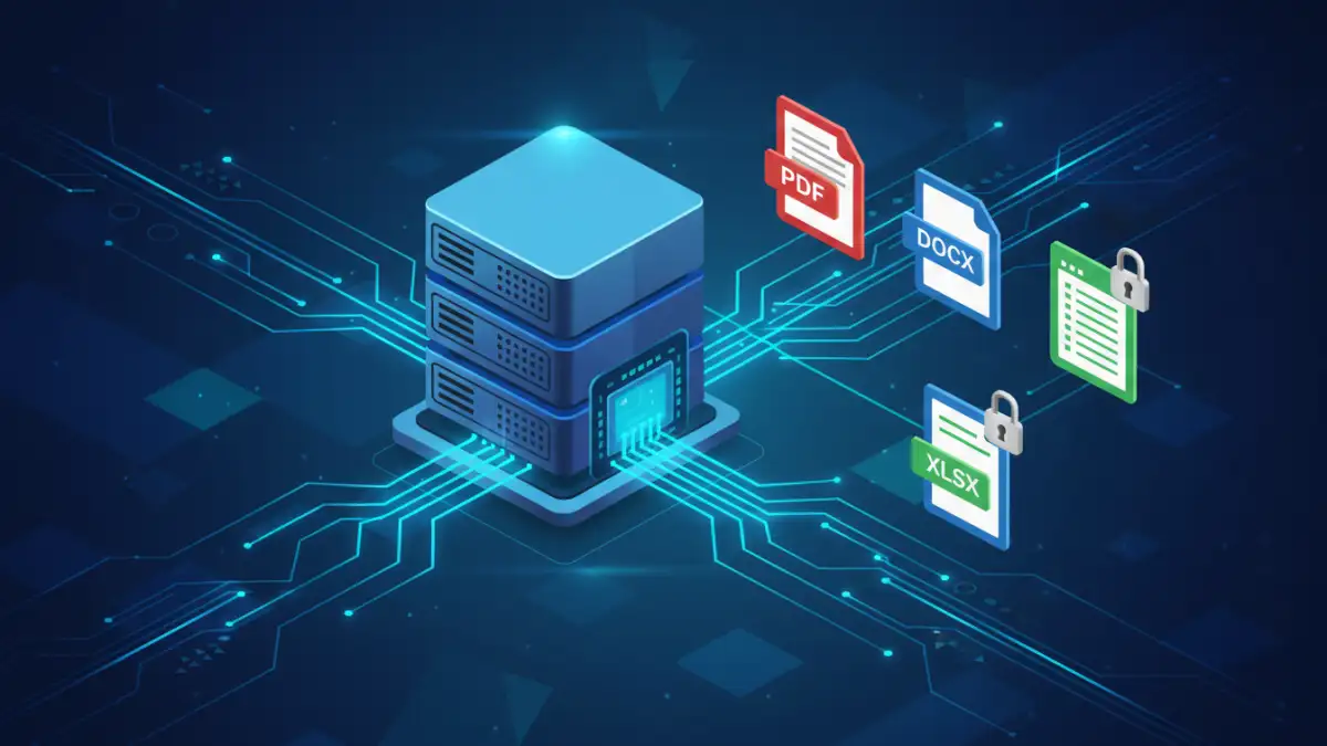 Visual representation of document encryption on a network