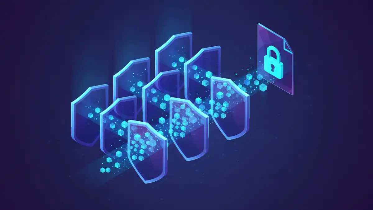 document encryption GDPR - Abstract visual representing document encryption for GDPR compliance with layered security