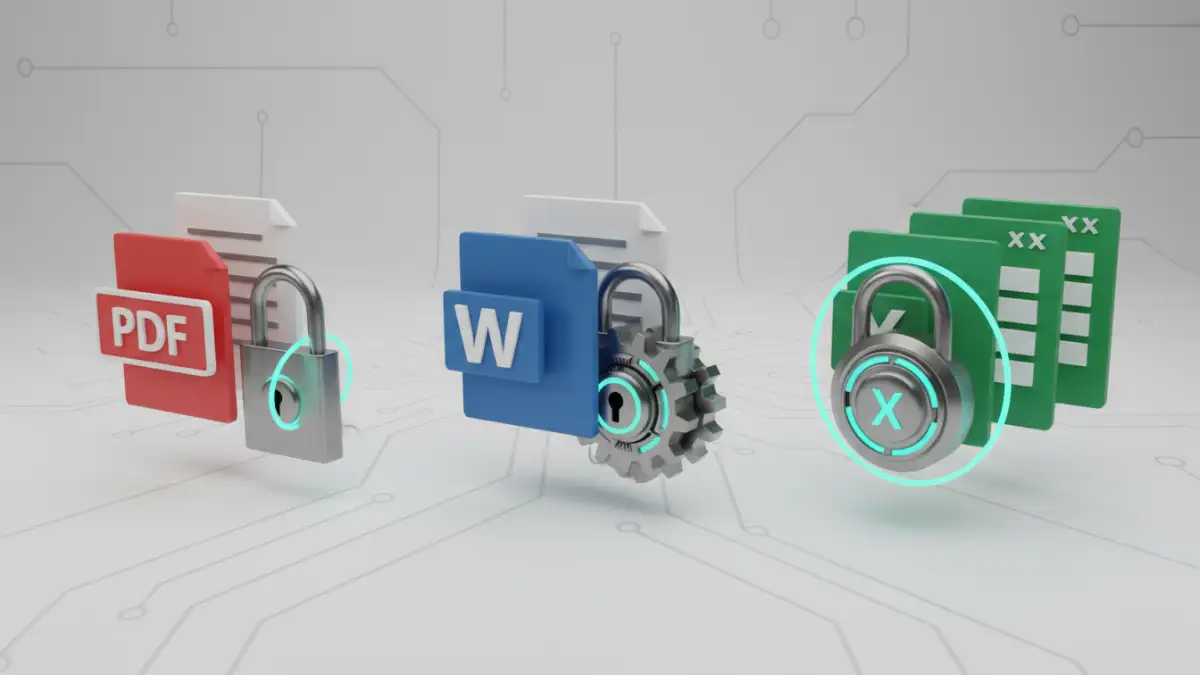 document encryption progress - Secure document icons representing modern file security standards with AES encryption