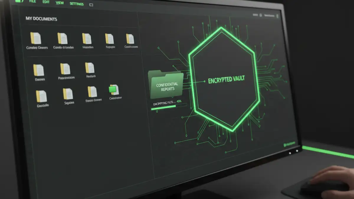 document encryption security document encryption security - A user encrypting a folder of documents using desktop security software