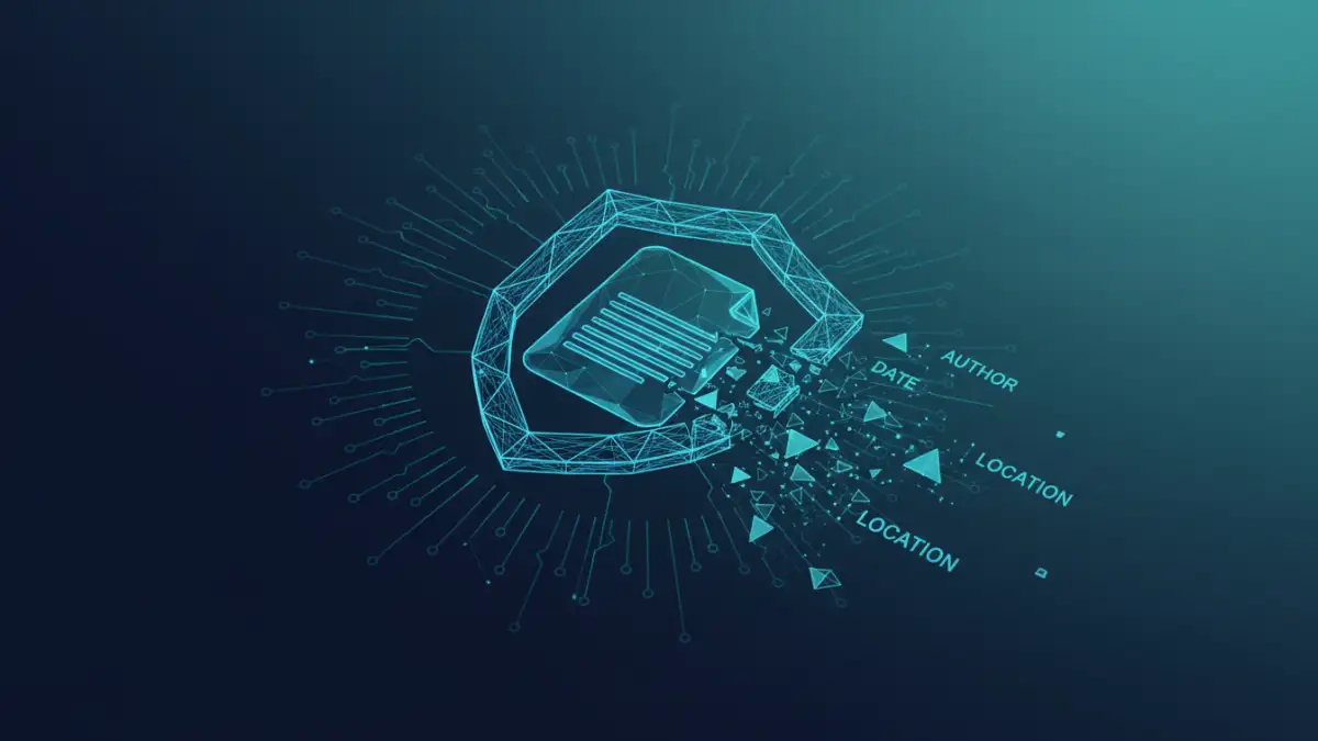 document metadata security - An illustration showing how document metadata can expose hidden private information.