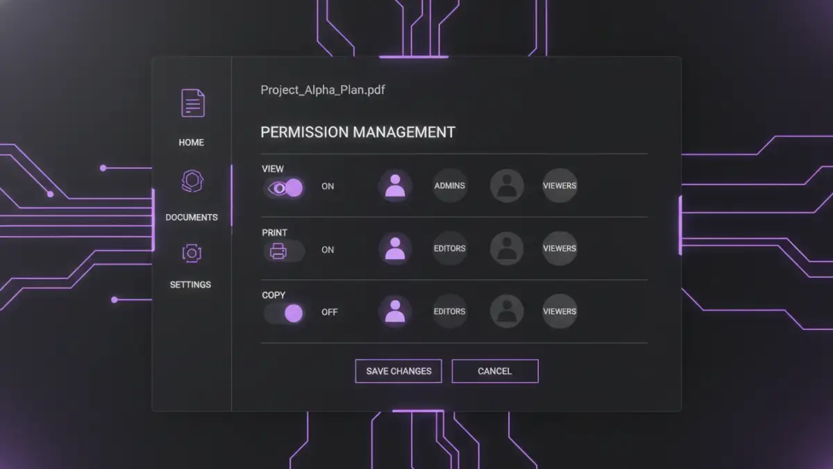 User interface demonstrating granular control in document protection systems