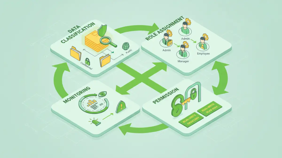 Infographic detailing the steps for implementing document security access rights