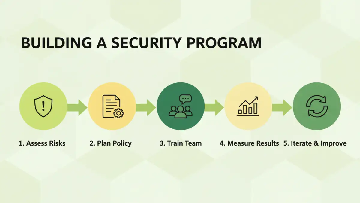 document security awareness program document security awareness program - Infographic showing the five key steps to implement an employee security training program.