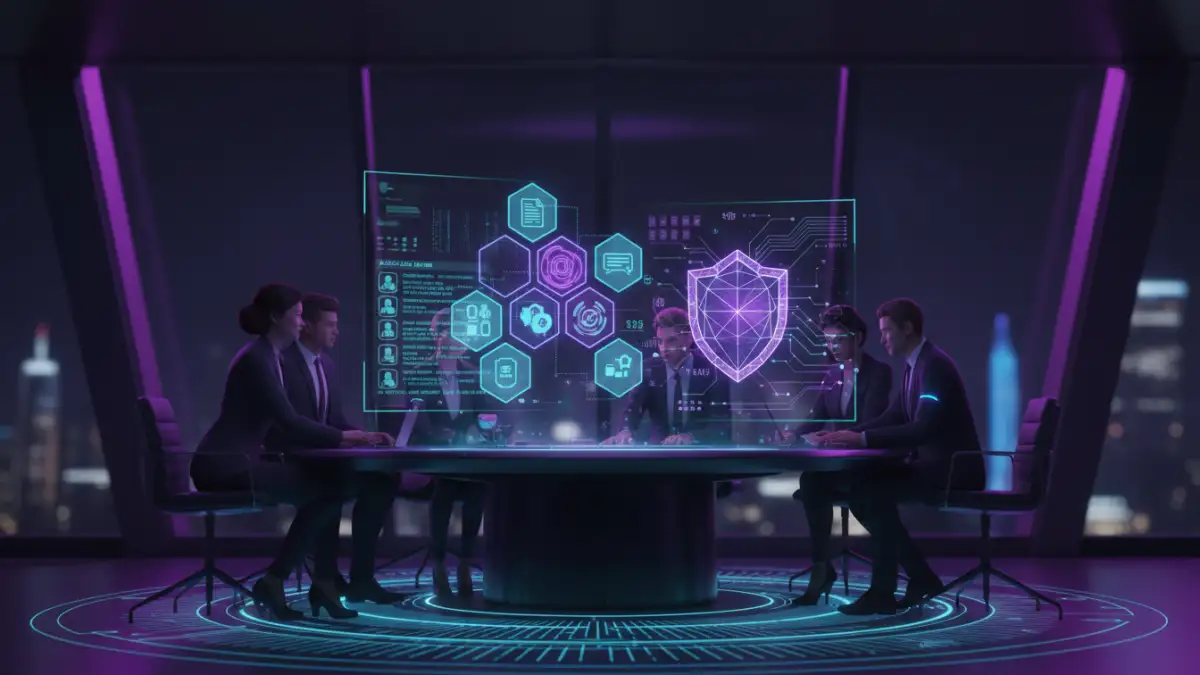 document security compliance document security compliance - Team collaborating on secure document management with encrypted data visualization