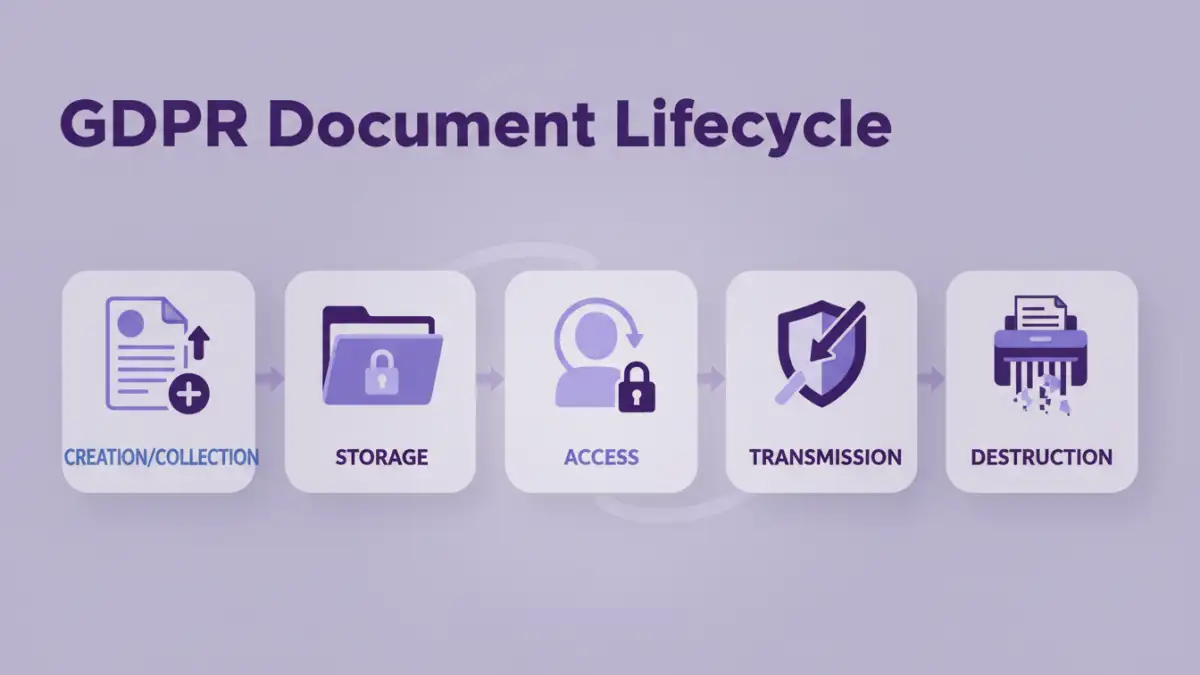 document security GDPR - Infographic detailing the secure document lifecycle under GDPR
