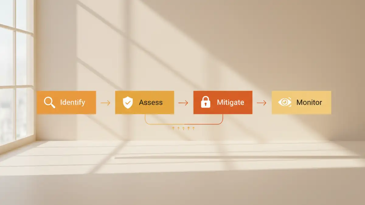 document security risks Infographic showing a 4-step process for assessing and managing document security risks