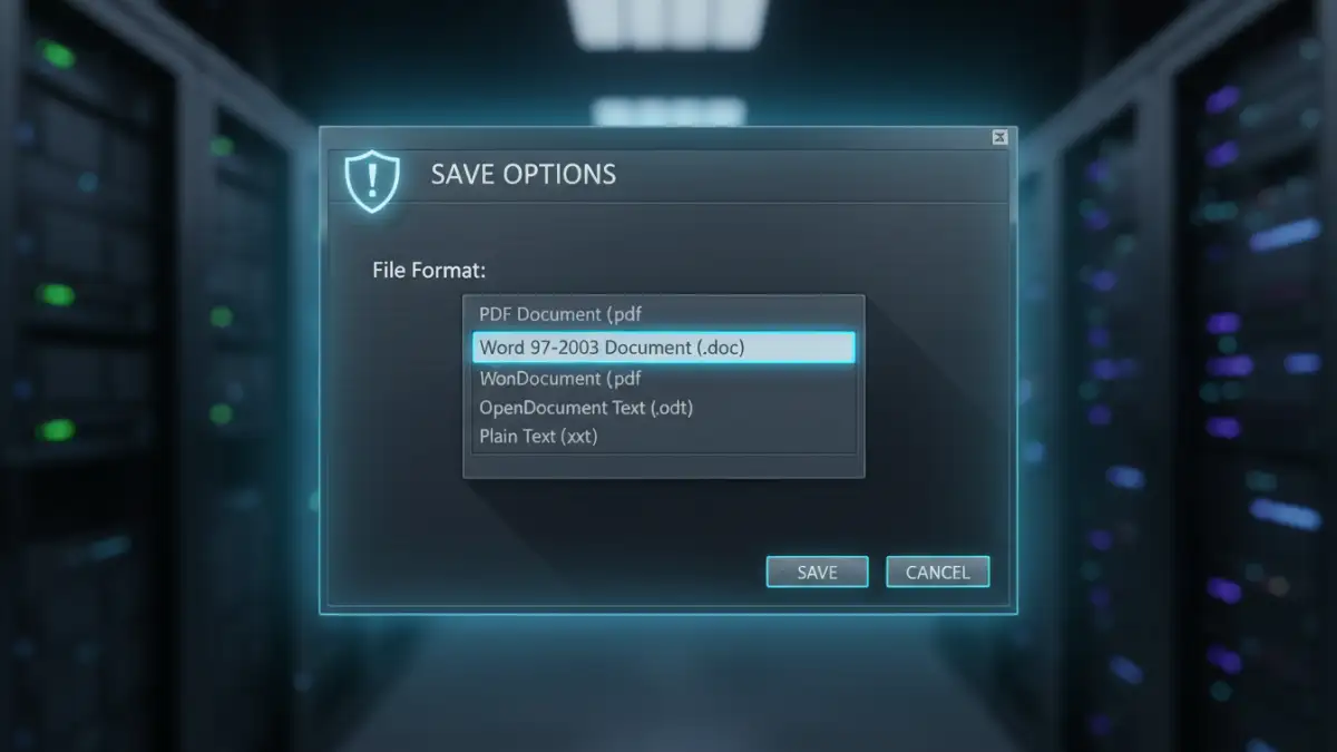 Configuring document security settings by choosing file formats