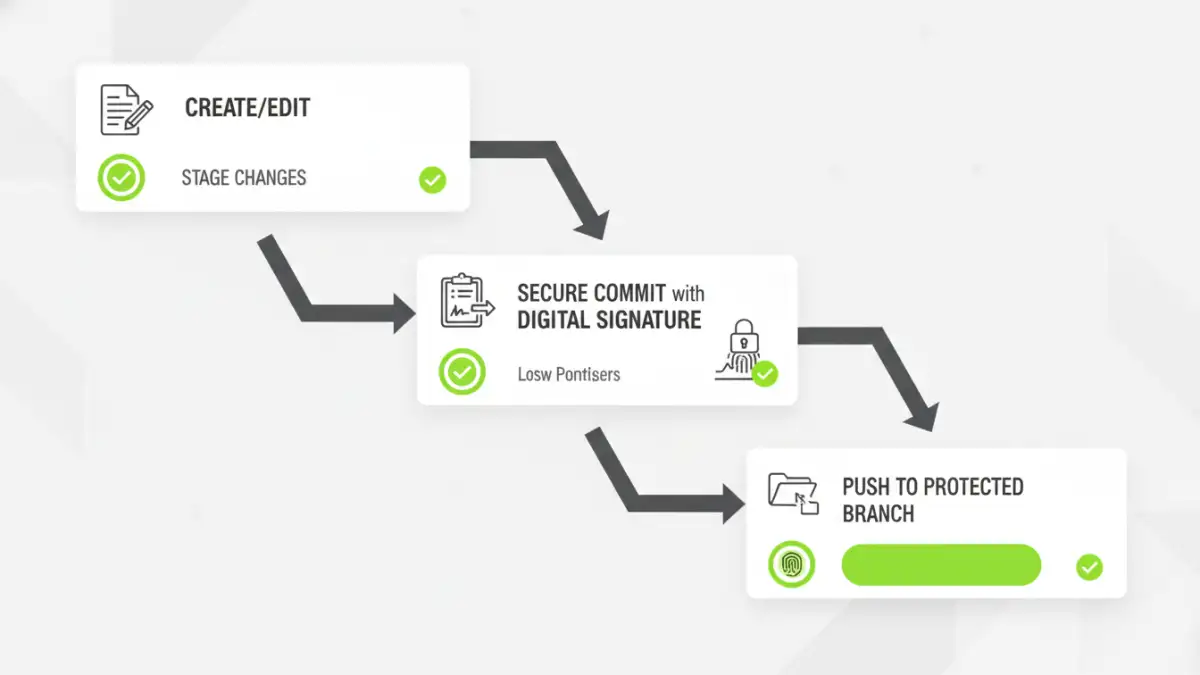 document version control security - A flowchart infographic showing the four key steps of a secure document versioning workflow.