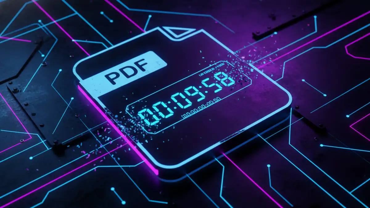 dynamic pdf security dynamic pdf security - A digital document with a countdown timer illustrating the concept of self-destructing files.