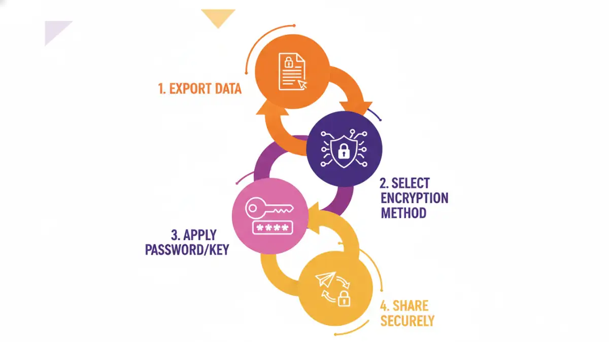 Infographic showing the steps to encrypt document exports