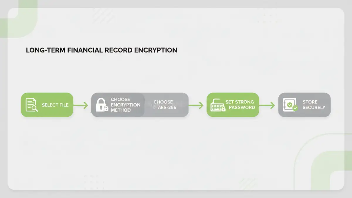 encrypt financial documents encrypt financial documents - Infographic detailing the steps involved in encrypting financial documents for long-term security.