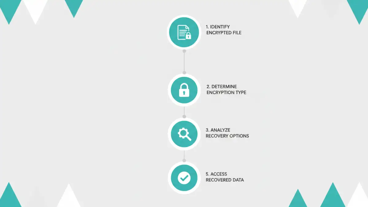 Infographic detailing the step-by-step process of encrypted document recovery.