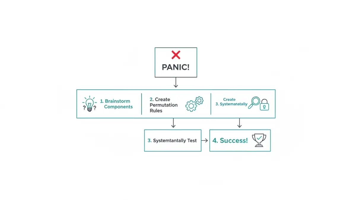 encrypted file password story - A flowchart outlining a logical process for document password recovery.