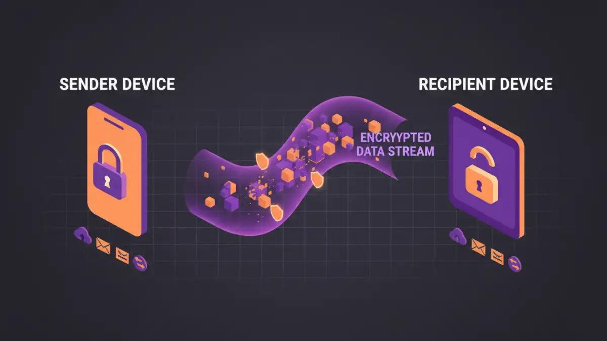encrypted file sharing Infographic detailing the process of encrypted file sharing from sender to receiver
